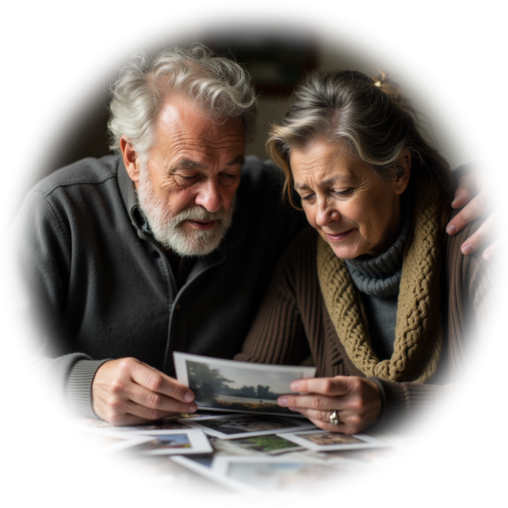 Persoonlijke uitvaartfotomontage met foto’s van overleden dierbare, zorgvuldig samengesteld en ondersteund door muziek.