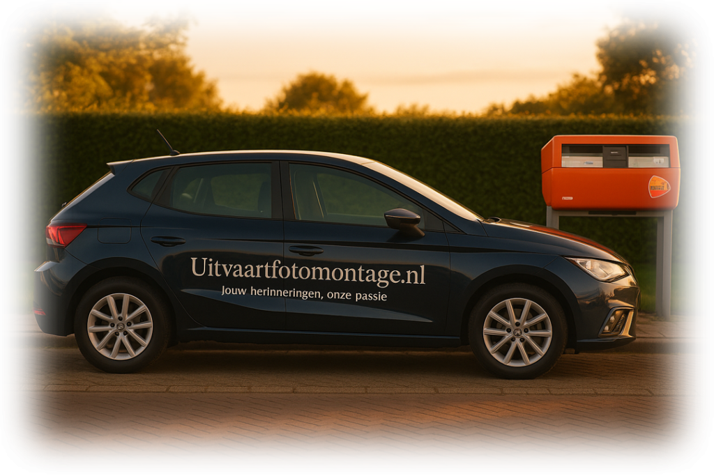 Persoonlijke uitvaartfotomontage met foto’s van overleden dierbare, zorgvuldig samengesteld en ondersteund door muziek.