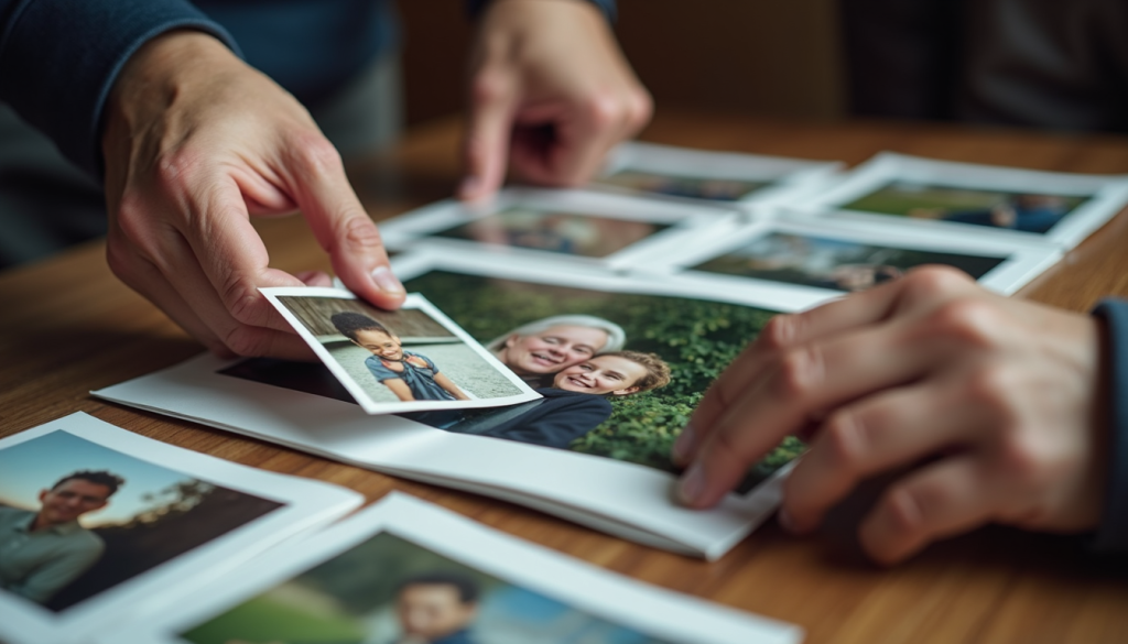 Persoonlijke uitvaartfotomontage met foto’s van overleden dierbare, zorgvuldig samengesteld en ondersteund door muziek.