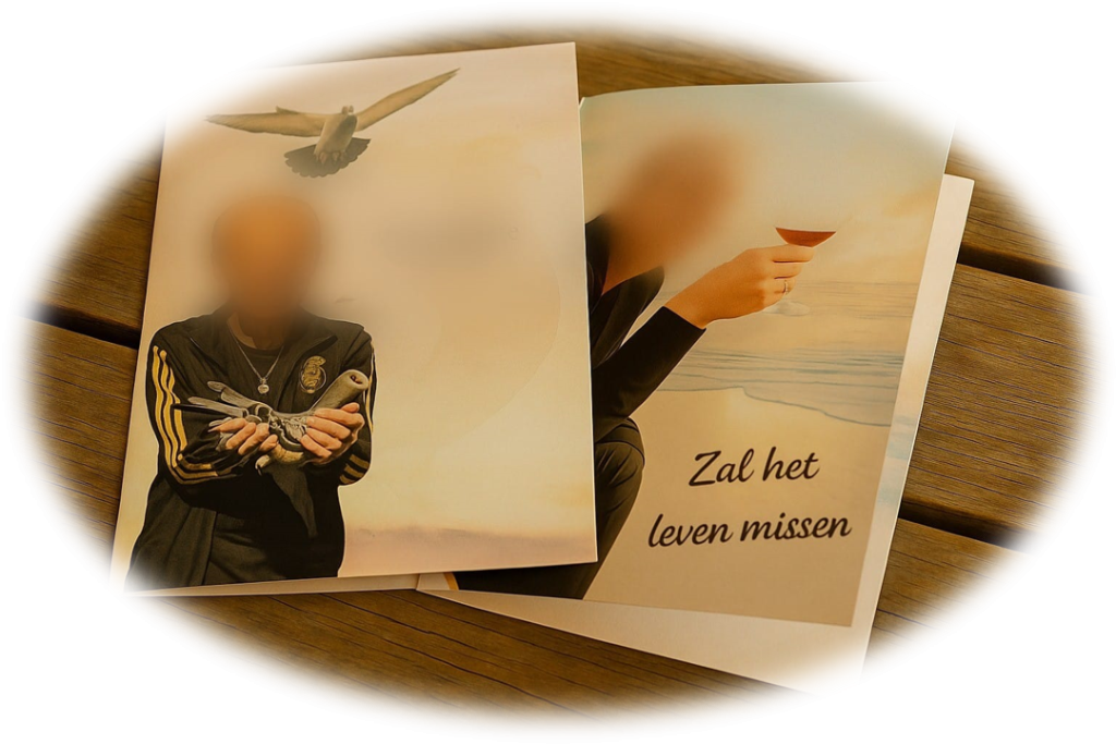 Persoonlijke uitvaartfotomontage met foto’s van overleden dierbare, zorgvuldig samengesteld en ondersteund door muziek.